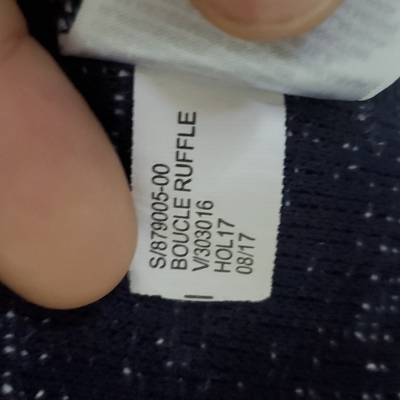 Banana Republic Boucle Ruffle Tweed Top Size Medium Indigo Navy Career - Picture 7 of 8